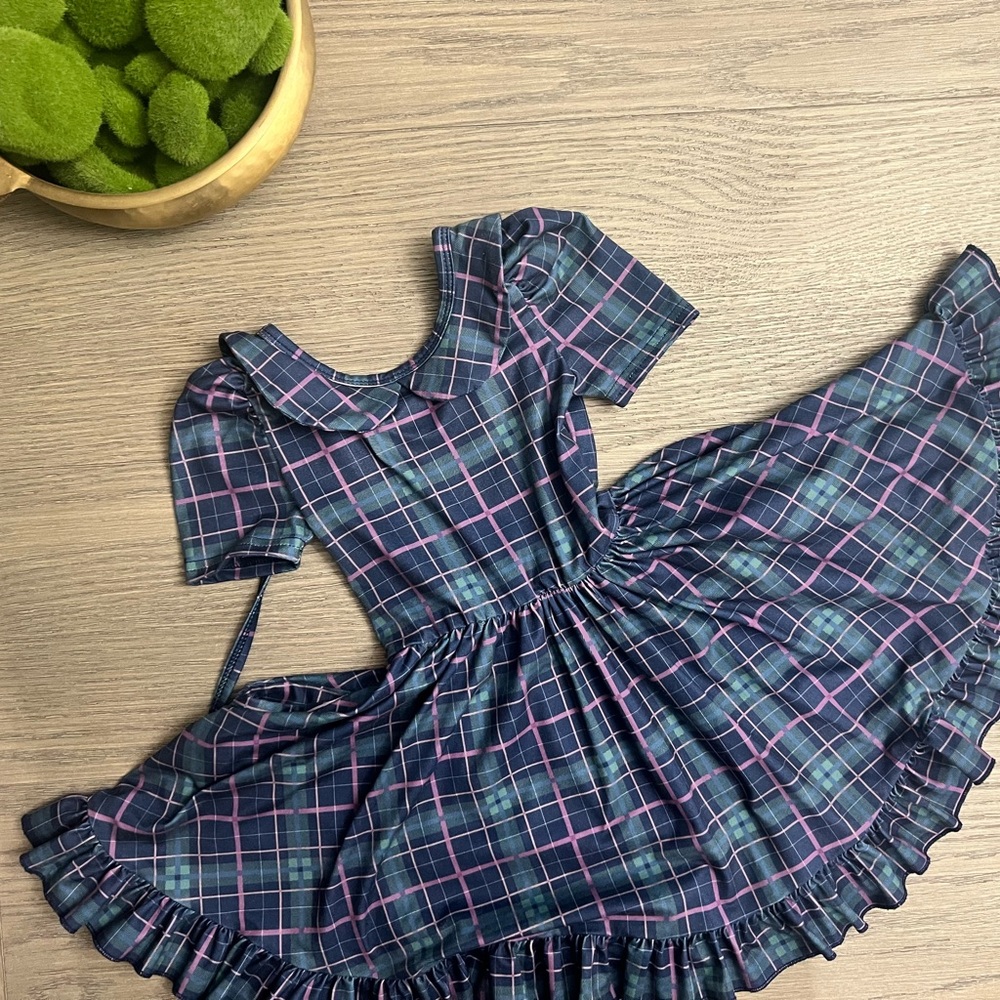 🛑SOLD 🛑Girlhood by Little Stocking Co Blue and Purple Plaid 3T Dress